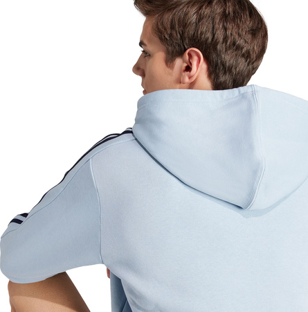 Bluza męska adidas Essentials Fleece 3-Stripes Hoodie błękitna IS0004