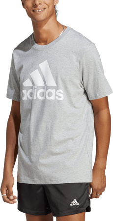 Koszulka męska adidas Essentials Single Jersey 3-Stripes Tee szara IC9350