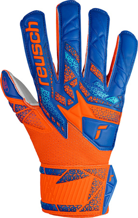 Rękawice bramkarskie Reusch Attrakt Solid Finger Support Junior niebiesko-pomarańczowe 5472510 2290