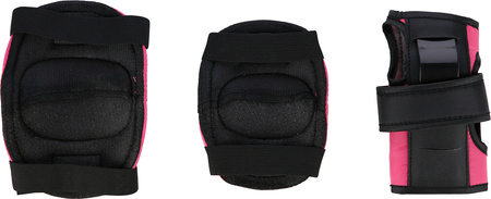 Zestaw kask z ochraniaczami na rower rolki hulajnogę Nils Extreme mr290 h230 różowy rozmiar M