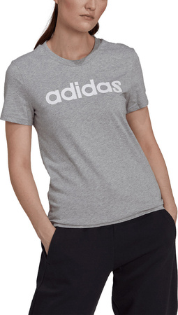 Koszulka damska adidas Loungwear Essentials Slim Logo szara HL2053