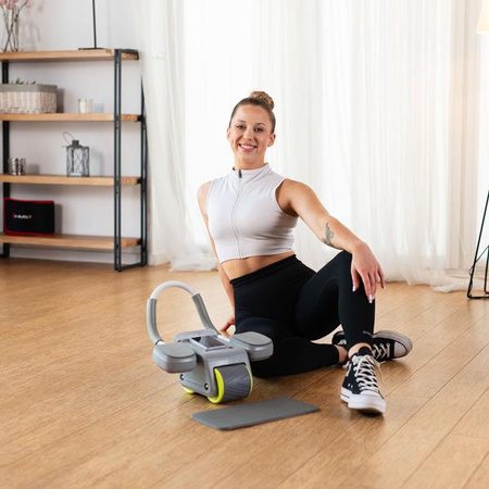 Automatyczne koło do ćwiczeń mięśni brzucha z podparciem kółko ABS KA08 szare