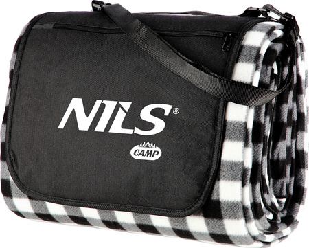 Koc piknikowy biało-czarny 200x200 cm pe alu Nils camp nc2311