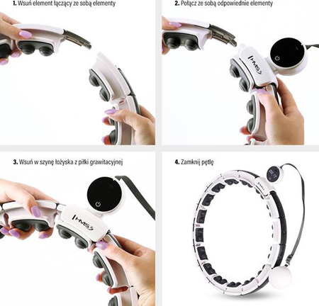 Zestaw hula hop magnetyczne HMS HHM16 z licznikiem pas wyszczuplający BR163 czarny