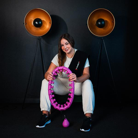 Zestaw hula hop plus size hhw12 black z wypustkami i obciążnikiem HMS pas br163 black