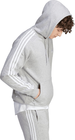 Bluza męska adidas Essentials Fleece 3-Stripes Hoodie szara IJ6474