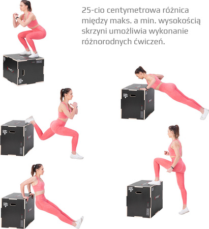 Skrzynia treningowa pylometryczna do ćwiczeń crossfit wzmocniona HMS DSC02 750x600x500mm