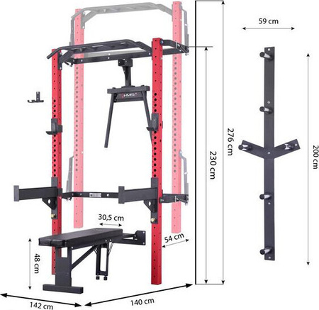 Klatka treningowa składana red HMS klt22 wielofunkcyjna