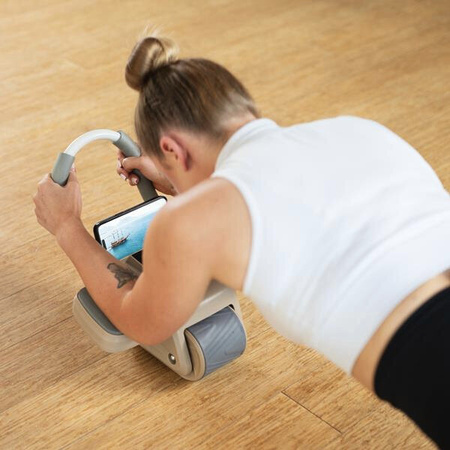 Automatyczne koło do ćwiczeń mięśni brzucha z podparciem kółko ABS KA08 brązowe