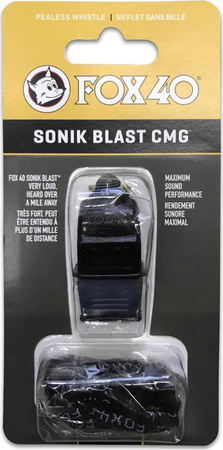 Gwizdek ze sznurkiem Fox 40 Sonik Blast CMG czarno-szary 9203-0008