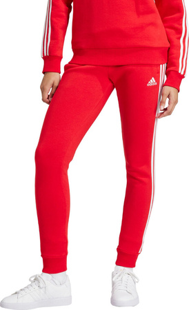 Spodnie damskie dresowe joggery adidas Essentials 3-Stripes Fleece czerwone IY1719