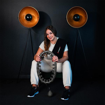 Zestaw hula hop plus size hhw12 black z wypustkami i obciążnikiem HMS pas br163 red