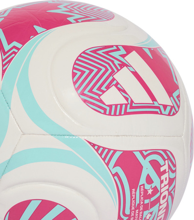 Piłka nożna adidas World Cup 26 Trionda Club biało-różowo-błękitna JD8054