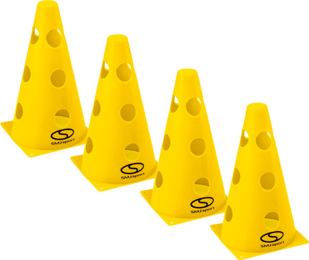Zestaw pachołków treningowych z otworami SMJ 23 cm żółte  4 szt.