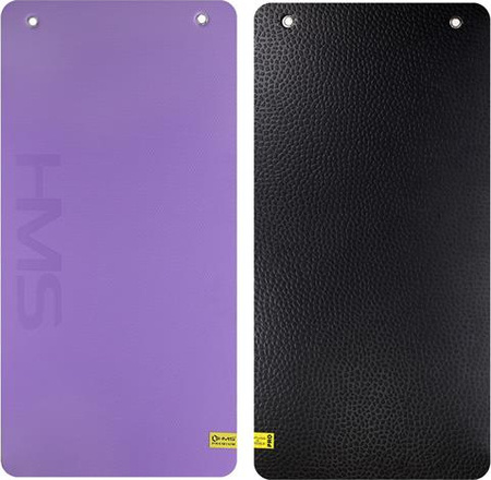 Mata do ćwiczeń fitness klubowa z otworami HMS Premium MFK01 110x55x1,5 cm fioletowo-czarna
