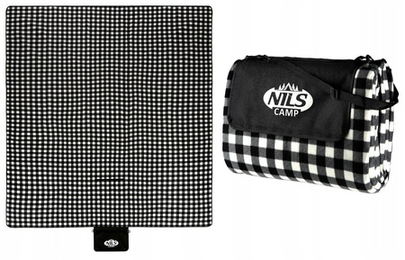 Koc piknikowy Nils Camp NC2310 biało-czarny 300x200 cm PE ALU