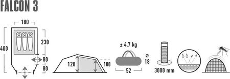 Namiot High Peak Falcon 3 oliwkowo-czerwony 10329