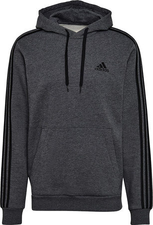 Bluza męska adidas Essentials Fleece 3-Stripes Hoodie ciemnoszara GK9082
