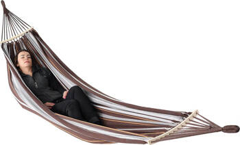 Hamak ogrodowy 2 osobowy luxe xxl 250x150cm z drążkiem brązowy