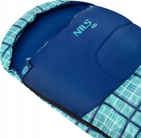 Śpiwór Nils camp nc2009 190 30x75cm niebieska kratka