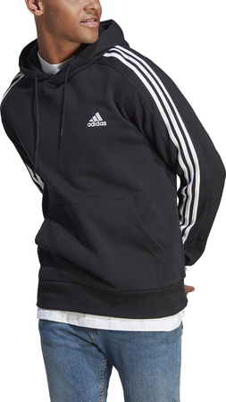 Bluza męska adidas Essentials French Terry 3-Stripes Hoodie czarna IC0435