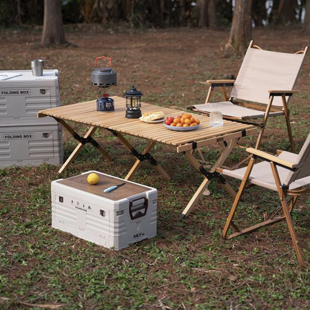 Składana skrzynia kempingowa turystyczna z funkcją stołu szafki 2w1 50l Nils Camp NCB4002