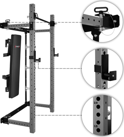 KLT34 WIELOFUNKCYJNA KLATKA TRENINGOWA SKŁADANA GREY HMS