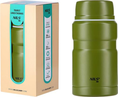 Termos turystyczny obiadowy z łyżką Nils camp NCT02 stal nierdzewna zielony 750ml