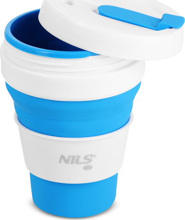 Kubek silikonowy składany turystyczny podróżny kempingowy Nils Camp NC4103 niebieski 475 ml