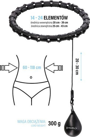 Zestaw hula hop hhw02 z wypustkami i obciążnikiem HMS pas br163