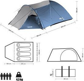Namiot kempingowy trekker Nils camp nc6012 niebiesko-szary
