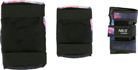 Zestaw ochraniaczy na kolana łokcie nadgarstki dla młodzieży na rolki deskorolkę hulajnogę Nils Extreme H734 czarne rozmiar L