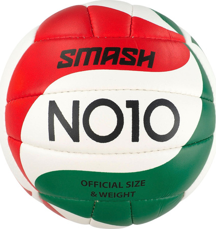 Piłka siatkowa NO10 Smash biało-zielono-czerwona