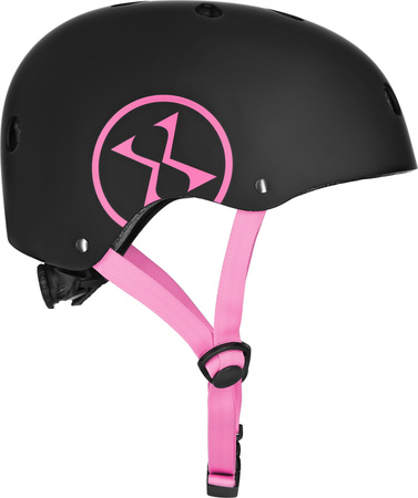 Dziecięcy kask rowerowy na rolki hulajnogę regulowany Nils Extreme MTW001-1 czarno-różowy r XS (48-52cm)