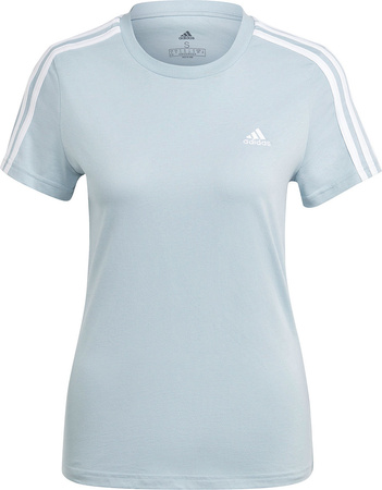 Koszulka damska adidas Essentials Slim 3-Stripes Tee jasnoniebieska IM2788