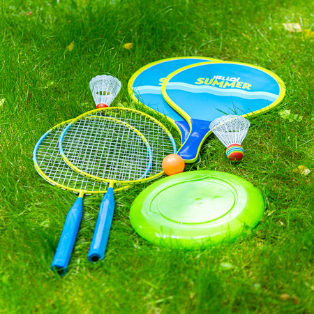 3w1 Zestaw do badmintona 2 rakiety 2 rakiety na plażę lotki frisbee junior Nils NRZ053