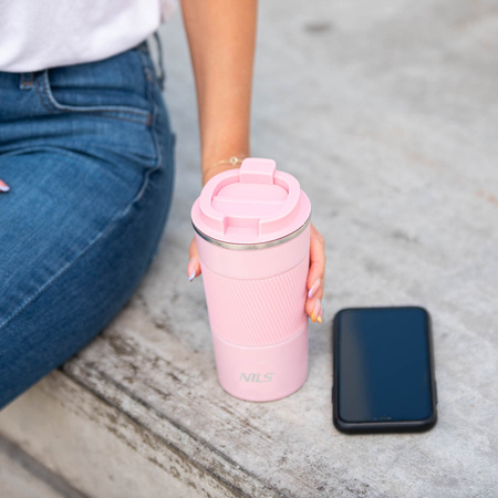 Kubek termiczny turystyczny termos Nils Camp NCC09 różowy 510 ml