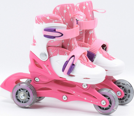 Zestaw wrotki rolki 2w1 wrotko-rolki kask ochraniacze plecak świecące koła LED Combo