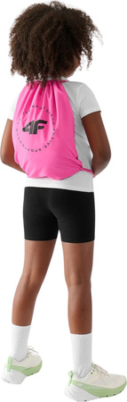 Zestaw dzięciecy komplet sportowy koszulka spodenki worek plecak do szkoły na WF 4F F019 biało-czarno-różowy 4FJWAW24TAPSF019 20S