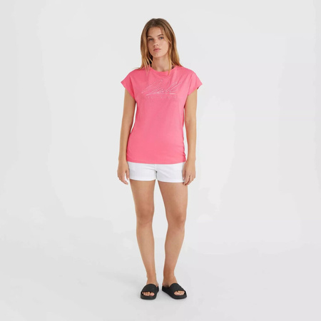 Damska koszulka z krótkim rękawem O'neill ESSENTIALS O'NEILL SIGNATURE T-SHIRT perfectly pink rozmiar M