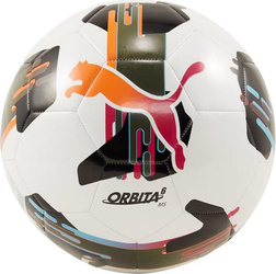 Piłka nożna Puma Orbita 6 MS biało-pomarańczowo-czarna 84335 01