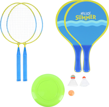3w1 Zestaw do badmintona 2 rakiety 2 rakiety na plażę lotki frisbee junior Nils NRZ053