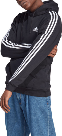 Bluza męska adidas Essentials Fleece 3-Stripes Hoodie czarna IB4028