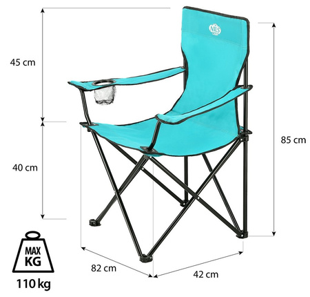 Krzesło turystyczne kempingowe składane Nils Camp NC3044 turkusowy