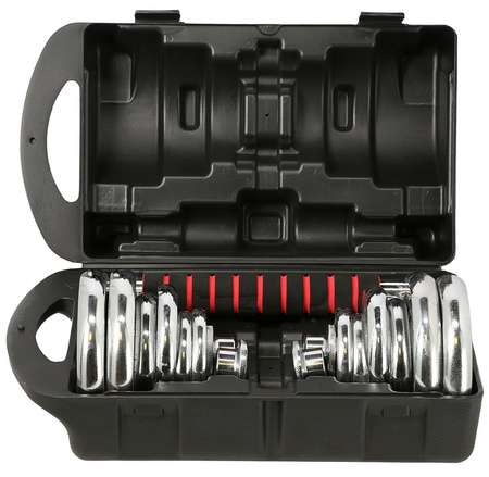 Sztangielki/sztanga w walizce stal chromowana HMS STC21 2x10 KG