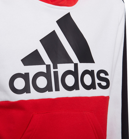 Bluza dla dzieci adidas Colorblock Fleece Hoodie czerwona HC5657