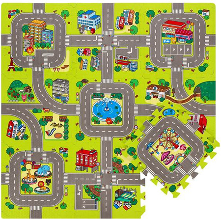Mata dziecięca puzzle cars 9 elementów Nils Fun 90x90cm
