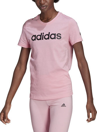 Koszulka damska adidas Loungwear Essentials Slim Logo Tee różowa HD1681
