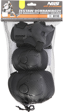 Zestaw ochraniaczy kolana łokcie nadgarstki na rolki, hulajnogę, deskorolkę Nils Extreme H110 rozmiar M czarne