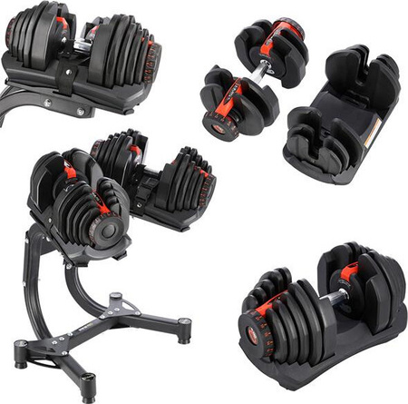 Zestaw stojak hantle powlekane gumowane regulowane HMS